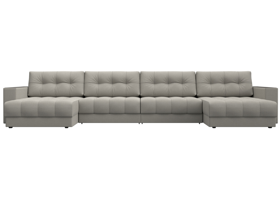 Дизайнерские диваны для гостиной, Диван П-образный с декором Лига-049 НПБ Лонг, рогожка Амур