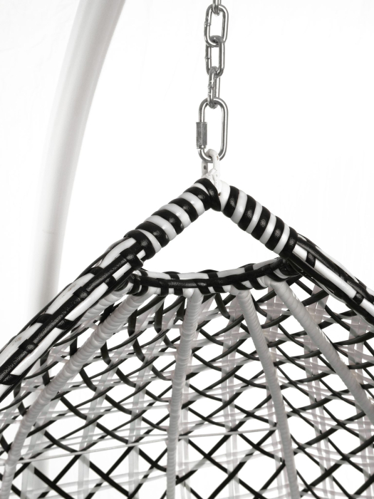 Подвесные кресла, Подвесное кресло КАПЛЯ ЛЮКС белая стойка двуцветное с ротангом