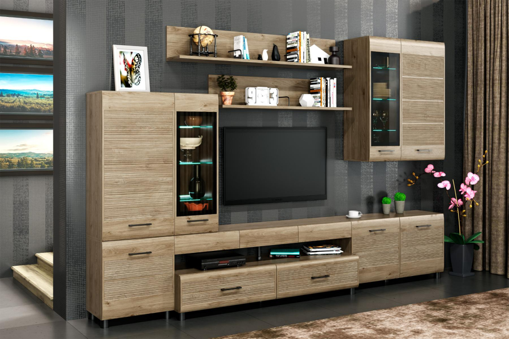 Стенки для гостиной, Модульная гостиная Камелия композиция 4