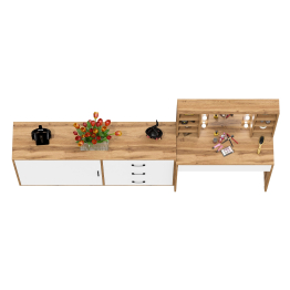 Столик туалетный с полочками и с подсветкой и комод 122-1504