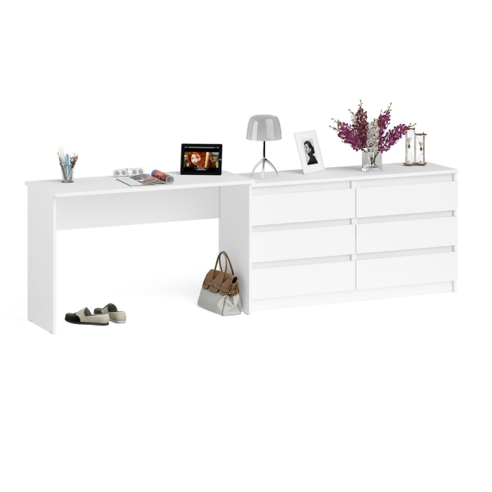 Домашние кабинеты, Письменный стол Мори с широким комодом на 6-ть ящиков