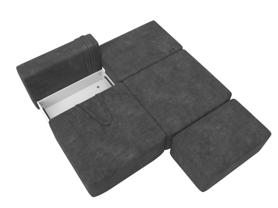 Диваны еврокнижки, Диван прямой модульный с пуфом Лига-060 НПБ, велюр BRUT