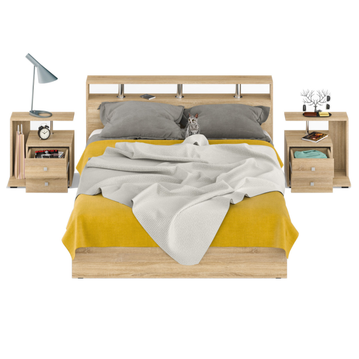 Спальные гарнитуры, Кровать Камелия 1600 с двумя прикроватными тумбами