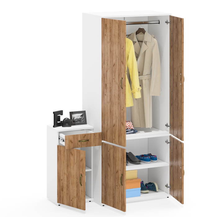 Домашние кабинеты, Тумба с дверкой и выдвижным ящиком и глубокий шкаф МД 19Б Лидер-8