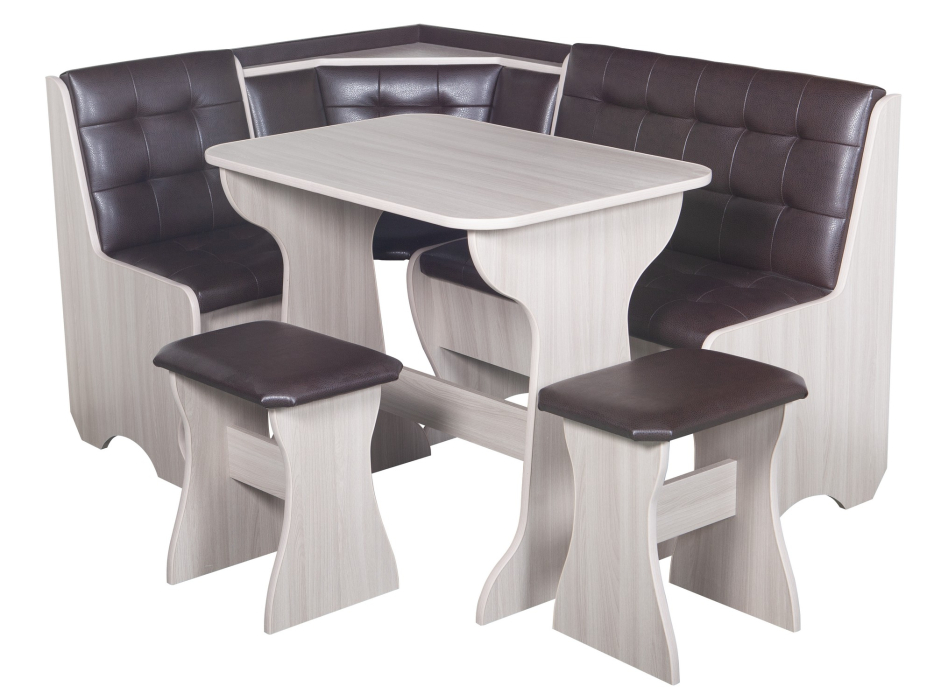 Кухонные уголки, Кухонный уголок Стиль 1Л (со столом СТ4) Ясень шимо светлый / экокожа