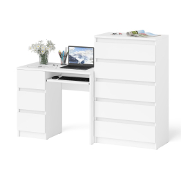 Комод высокий Мори МК700 5-ть ящиков и стол компьютерный Мори МС-6 левый