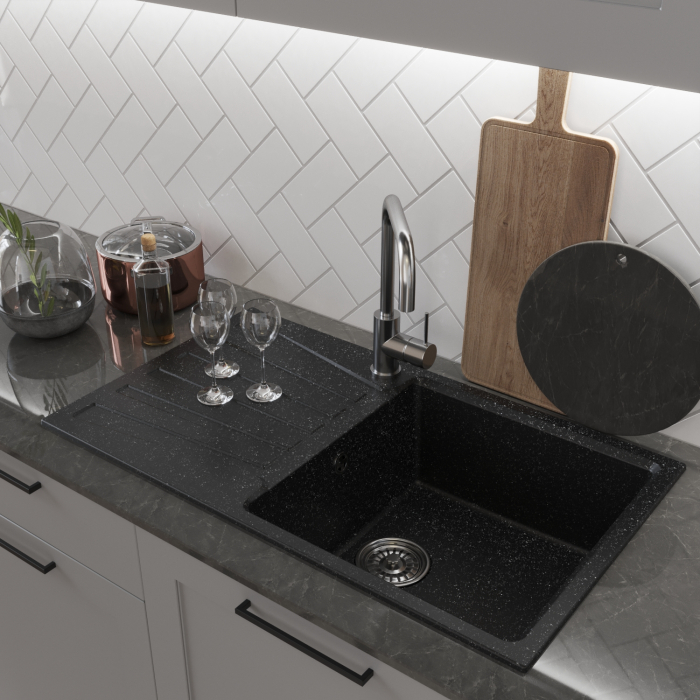 Кухонные мойки, Мойка ML-GM20 с крылом, 830*480*190мм NEW*