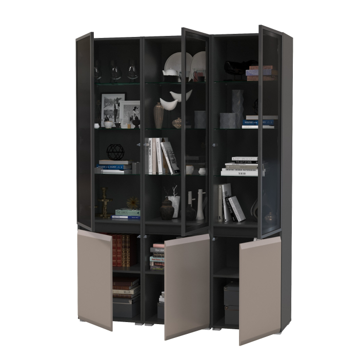 Шкафы распашные, Горка в гостиную с с тремя стеклянными дверками Сидней 13.201