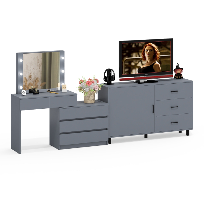 Туалетные столики, Стол-трансформер косметический с подсветкой 110 и комод-тумба три ящика 122-1504