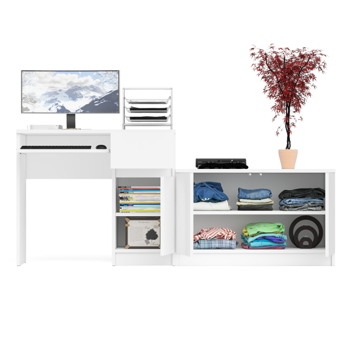 Прямые компьютерные столы, Тумба Мори МА900-1 и стол компьютерный Мори МС-1 правый