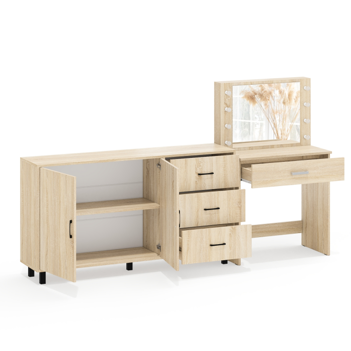 С зеркалом, Комод-тумба 123-1604 и туалетный столик с подсветкой СТ-4