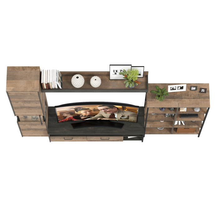 Стенки для гостиной, Навесная полка с ТВ-тумбой и стеллаж 13.151.02 Трувор