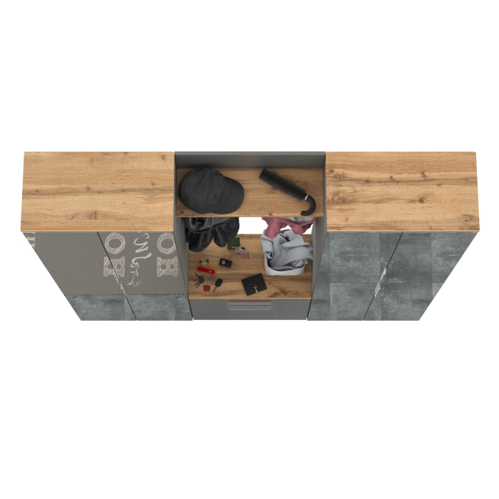 Прихожие, Два шкафа для одежды с зеркалами и обувницей с вешалкой с полкой Октава