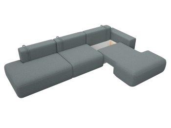 Диван угловой Лига-036 НПБ Модерн Лонг правый угол, рогожка Амур