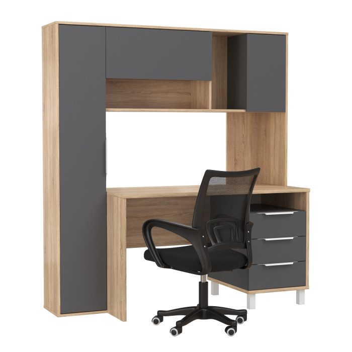 Прямые компьютерные столы, Домашний офис Mobi Комфорт 12.95N с компьютерным креслом 103 чёрного цвета