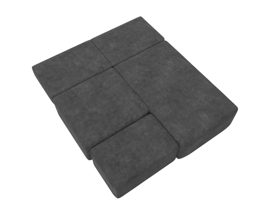 Диваны угловые в гостиную, Диван угловой модульный с пуфом Лига-060 НПБ угол универсальный, велюр BRUT