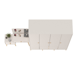 Трюмо с зеркалом и ящиками и комод-шкаф 4-х дверный Афина