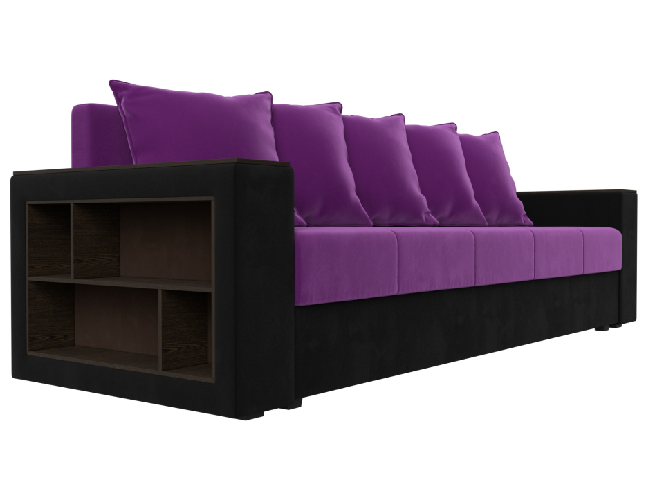 Диваны кровати со спальным местом, Диван прямой Дубай Лайт полки слева, микровельвет