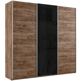 Шкаф-купе Прайм 3-х дверный ДСП/Стекло черное/Доводчики 180х57х230