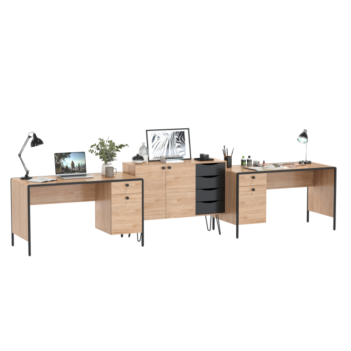 Домашние кабинеты, Рабочее место для двоих человек из двух письменных столов и комода Брюс