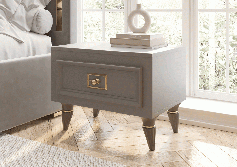 Прикроватные тумбы, Тумба прикроватная Валенсия с ящиком выдвижным 55х40х42 см (золото)