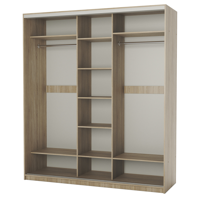 Шкафы-купе, Шкаф-купе 3-х дв. Премиум с полками и со штангами 180х60х220