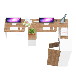 Тумбочка для документов с нишей Лидер-8 с двумя столами-трансформерами  и пеналом 21Б