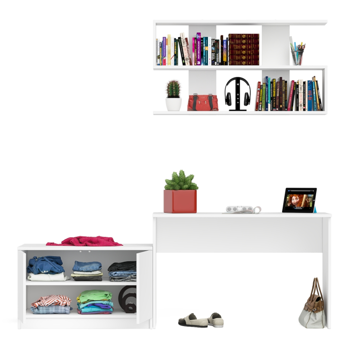 Прямые компьютерные столы, Письменный стол Мори МСП1200 с полкой и тумбой две дверки