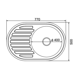 Мойка овал 50х77 (0,6) прав, с сифоном