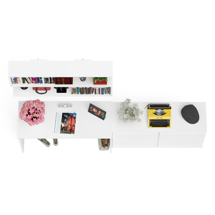 Прямые компьютерные столы, Мори стол письменный 1200.1 с полкой 1200 и широким комодом