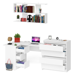 Стол компьютерный Мори МС-16 с тремя ящиками слева с книжной полкой на 1200 и комод на 4-ре ящика