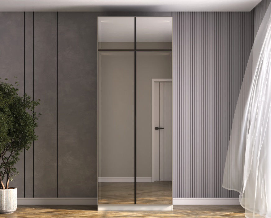 Шкафы двухстворчатые, Спальня Букле Шкаф 2-дв (универсальный с зеркалом) *антресоль 350мм