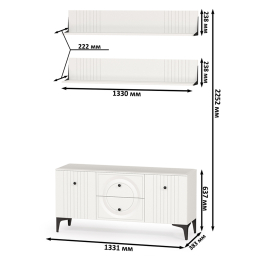 Тумба для ТВ с двумя навесными полками Валенсия № 51