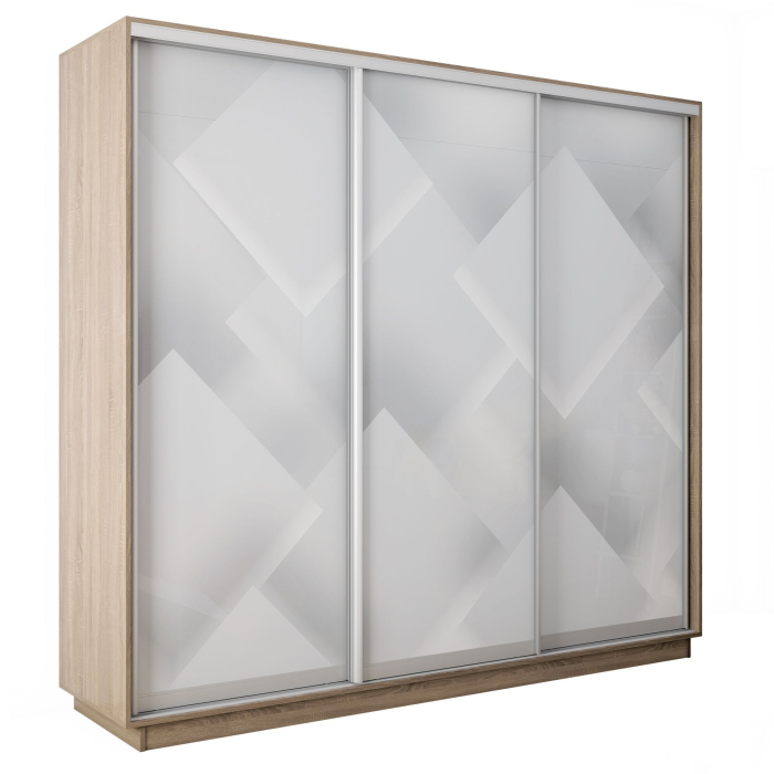 Шкафы-купе 3-х дверные, Шкаф-купе Экспресс 3-х дверный Фотопечать Квадрат Стекла 240х45х240