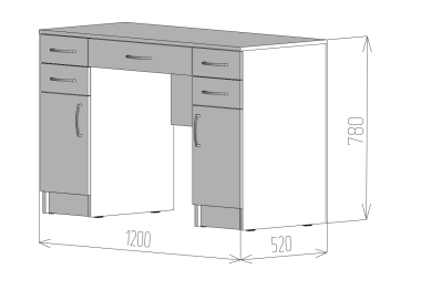 Стол туалетный Фреш пять ящиков/две двери СТФР 2