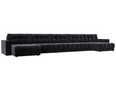 Диваны еврокнижки, Диван П-образный с декором Лига-049 НПБ Мегалонг, велюр TOWER