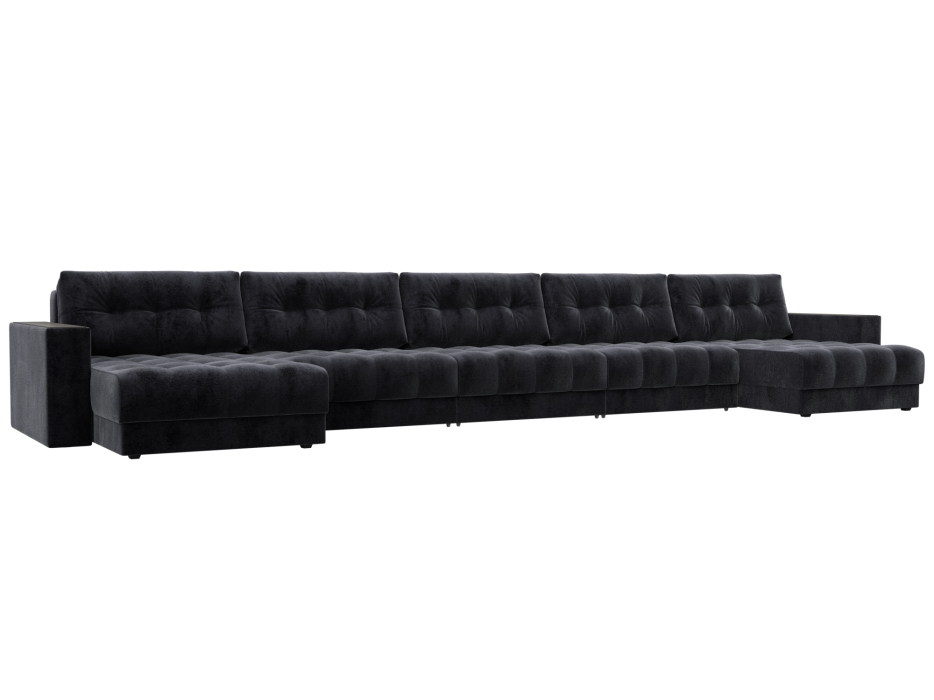 Диваны еврокнижки, Диван П-образный с декором Лига-049 НПБ Мегалонг, велюр TOWER