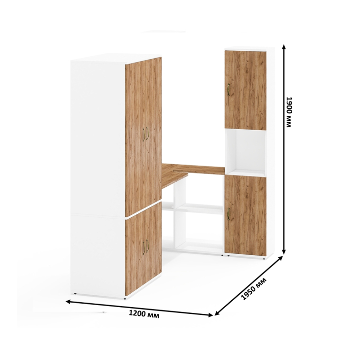 Домашние кабинеты, Стол-трансформер рабочий Лидер-8 с пеналом и бельевым шкафом для одежды