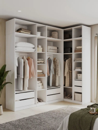 Угловой шкаф для одежды распашной с ящиками и антресолью, София, 2600х2500х1300мм