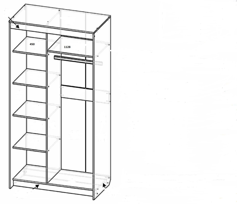 Шкафы-купе, Шкаф-купе шк-20 трёх дверный