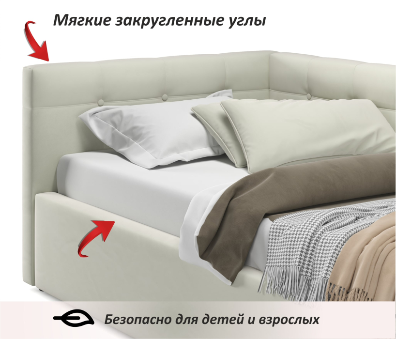 Мягкая кровать, Односпальная кровать-тахта Bonna 900 ортопедическое основание с матрасом АСТРА