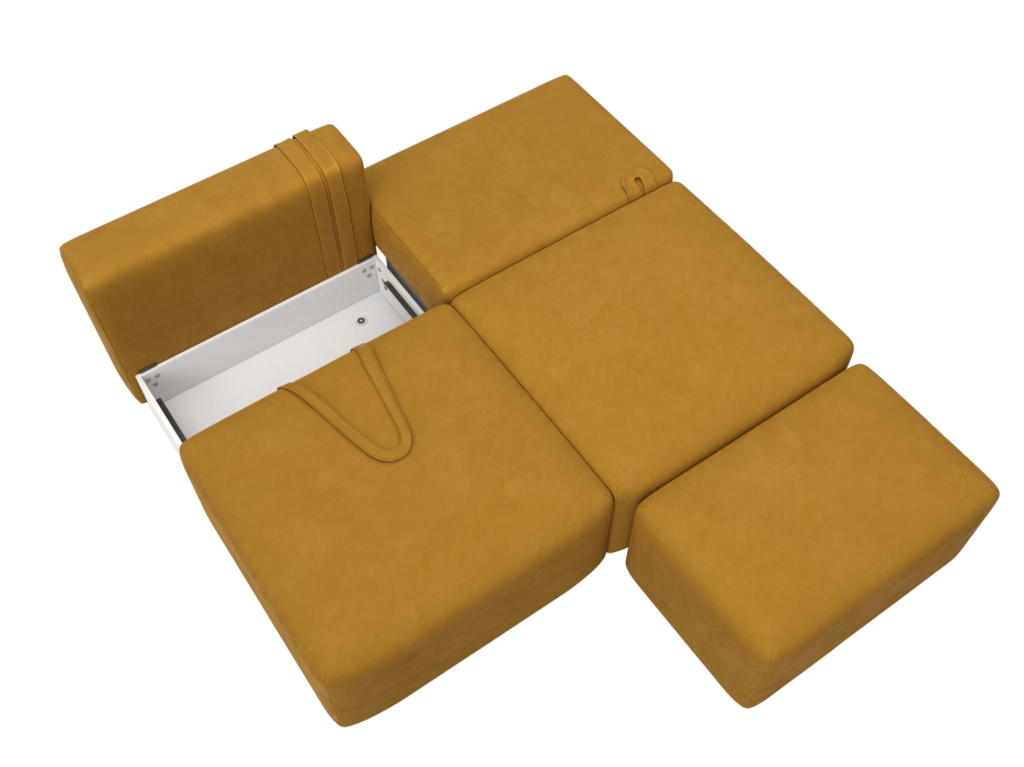 Диваны еврокнижки, Диван прямой модульный с пуфом Лига-060 НПБ, велюр BRUT