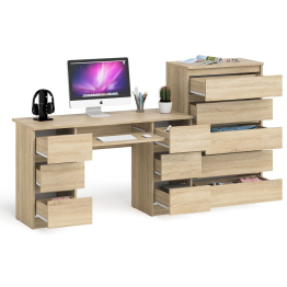 Комод высокий Мори МК700 5-ть ящиков с двухтумбовым компьютерным столом МС-2