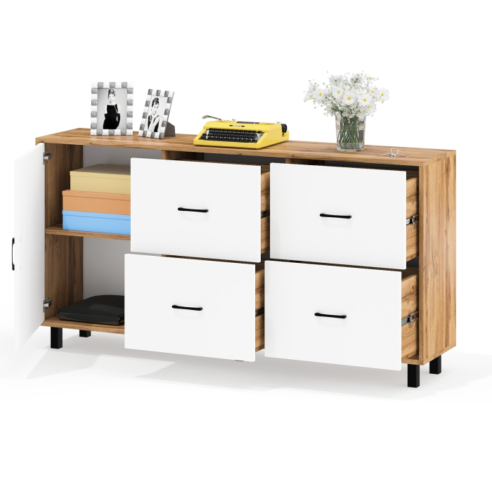 Комоды, Комод широкий с дверкой и ящиками РВК 125-1704