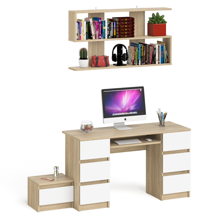 Прямые компьютерные столы, Двухтумбовый стол компьютерный Мори МС-2 с тумбочкой с ящиком и полкой на 1200