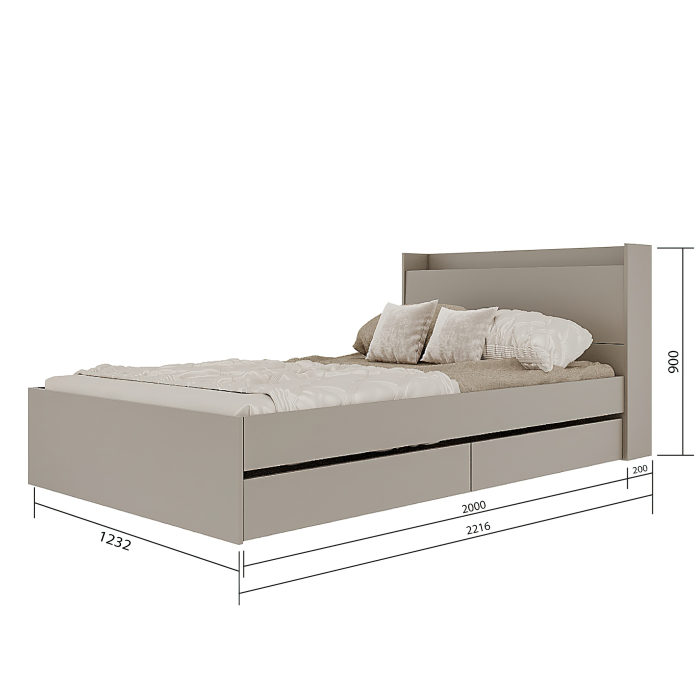 Кровати 120х200, Кровать Астра с ящиками 1200х2000