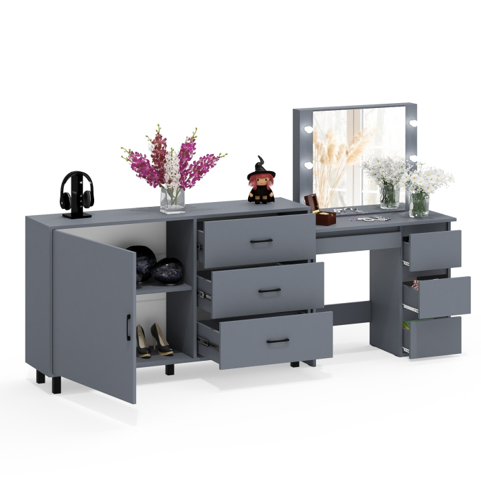 Туалетные столики, Столик косметический с подсветкой Сура и тумба-комод 122-1504