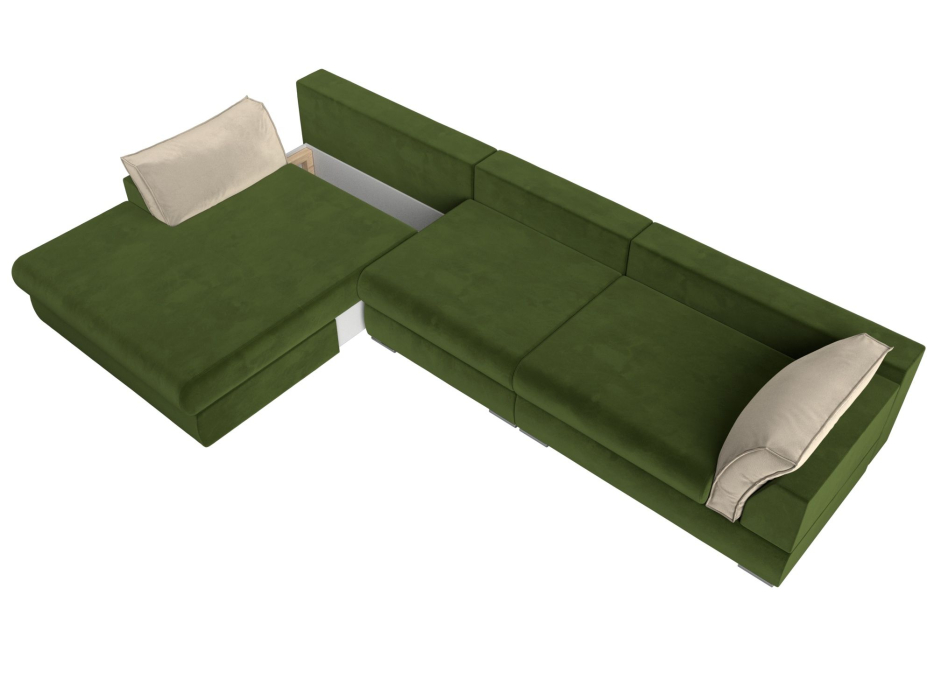 Диваны угловые в гостиную, Угловой диван Пекин Long угол левый, НПБ, микровельвет