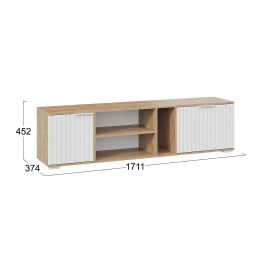 Тумба под ТВ Хилтон, дуб крафт золотой, белый матовый