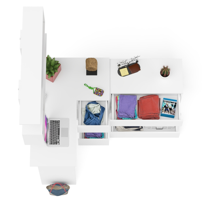 Домашние кабинеты, Стол компьютерный Мори МС-16 правый с навесной полкой и комодом МК800.1